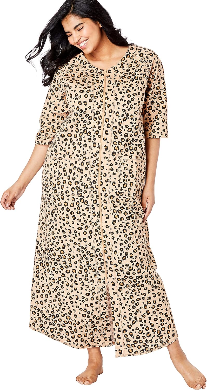 & Dreams Co. Robe ZipFront Terry French Long Size Plus Womens Robes
