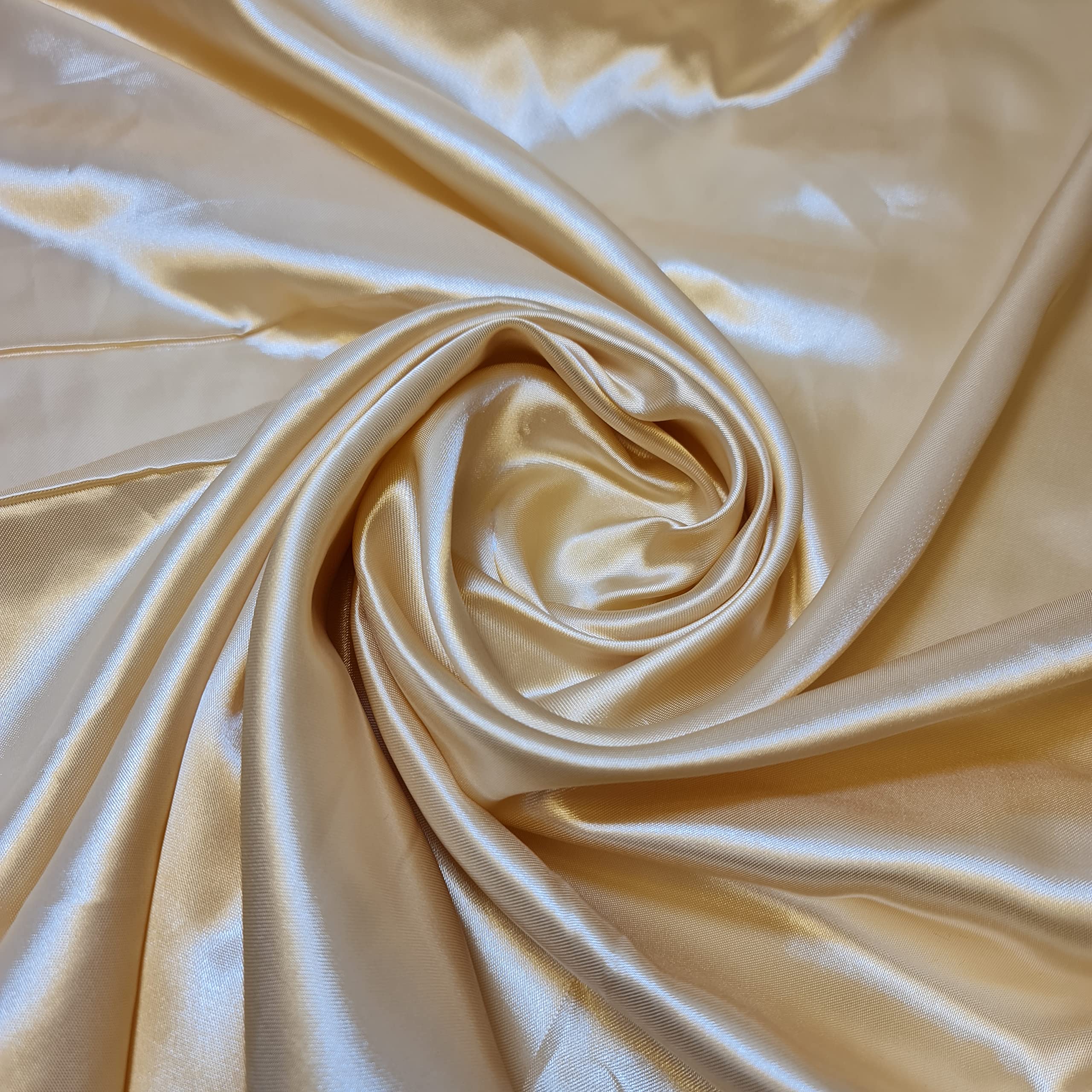 Clearance Silky Satin Dress Craft Fabric Plain Satin Luxury Wedding Material 58" (Light Gold, 2 Meter)