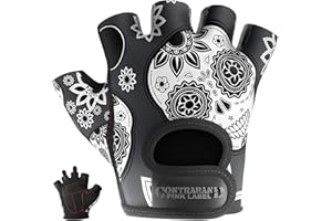 Contraband Pink Label 5237 Designer Series Workout Gloves for Women | Sugar Skull Print Weight Lifting Gloves for Women w/Grip-Lock Padding | Gym Gloves for Women w/Medium Padding