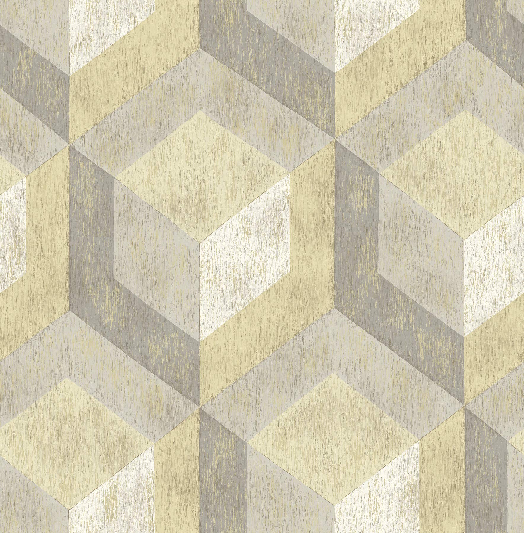 BHF FD22309 "Yellow and Grey Reclaimed Rustic Wood Tile" Wallpaper - Honey
