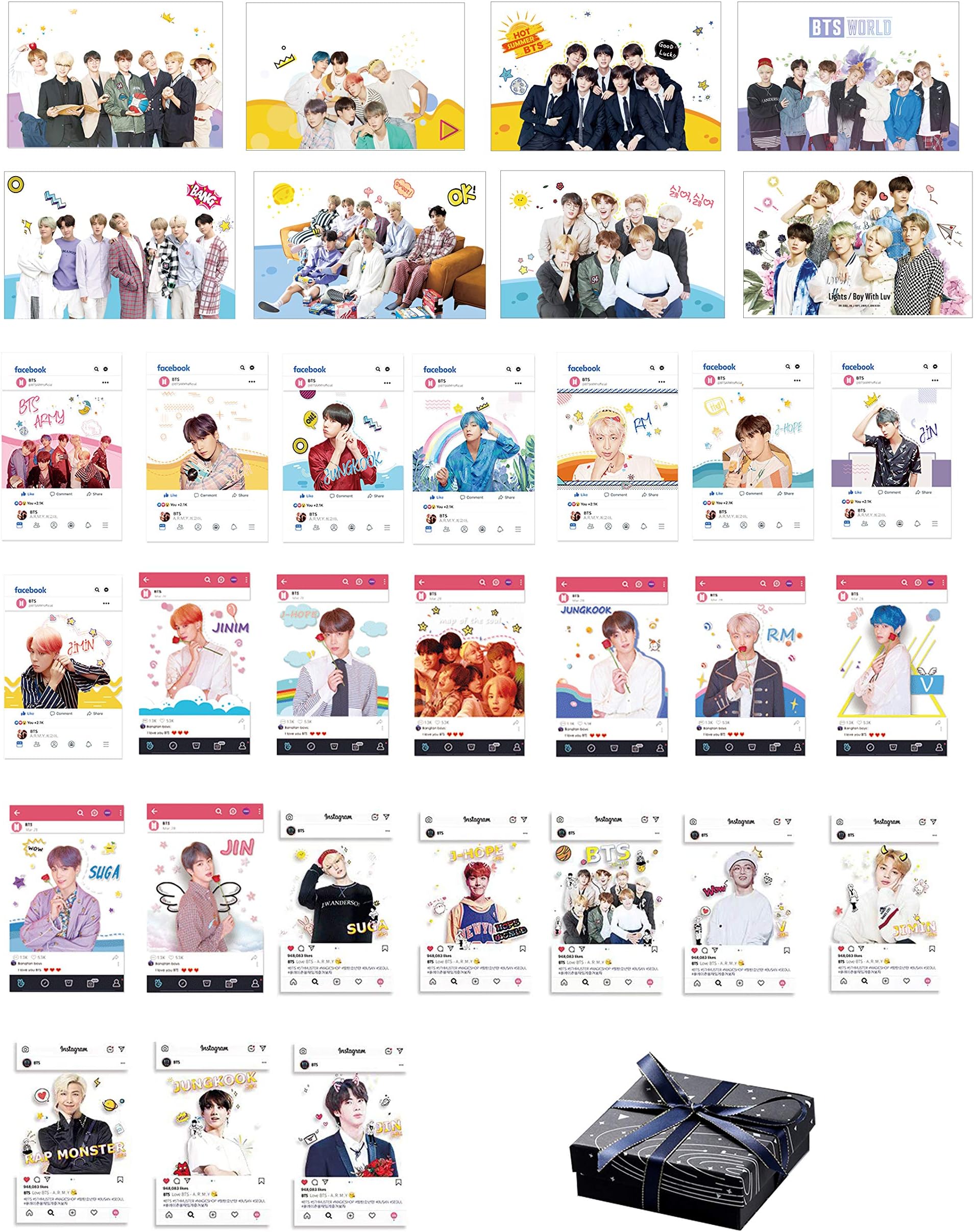 Bts Transparent card 32 PCS bts 2020 season greeting card BANTAN BOYS Photo Cards Gifts for ARMY come with gift box