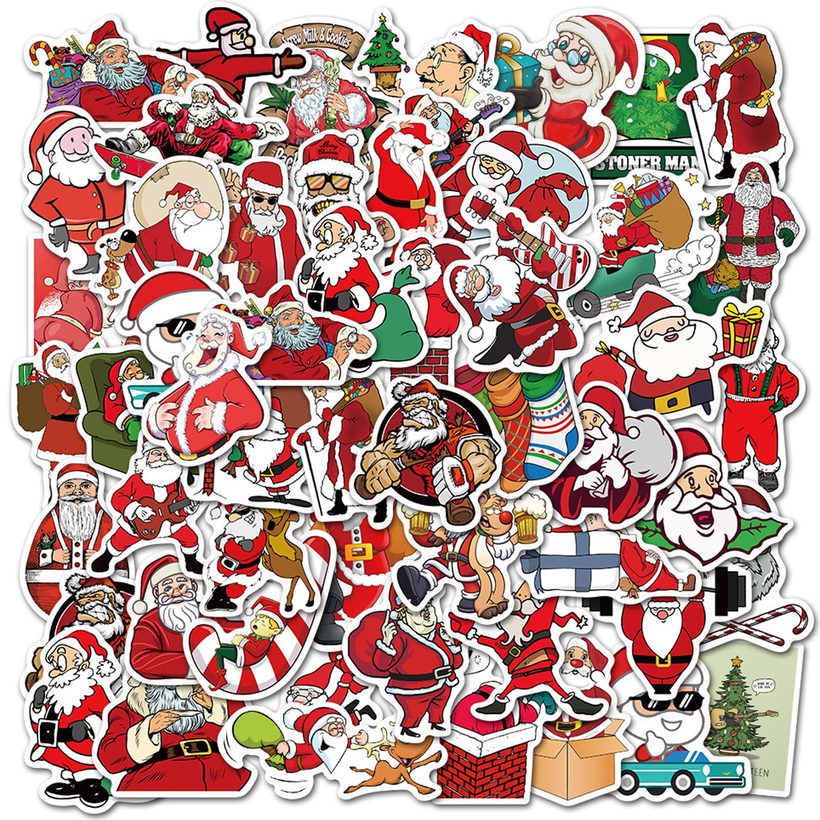 50PCS Christmas Party Stickers for Kids, Xmas Party Stickers Decoration Party Bags Fillers,Kids Sticker for Water Bottle,MacBook,Car,Bumper,Luggage, Laptop,Waterproof Sticker for Boys Girl