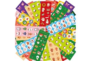 SESUNBLA 100 Sheets Christmas Stickers for Kids, 1300+ PCS Stickers for Water Bottles Crafts, Stocking Stuffers for Kids, Christmas Party Favors Bulk Stickers
