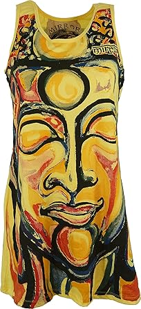 Guru-Shop Mirror Tank Top, Longshirt, Minikleid, Damen, Baumwolle, Bedrucktes Shirt Alternative Bekleidung