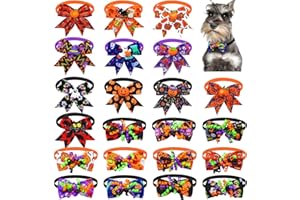 SENNIEA 22Pcs Halloween Pet Bow Tie Set, Adjustable Halloween Neck Tie with Pumpkin Ghost Bat Decor for Pet Cats and Dogs