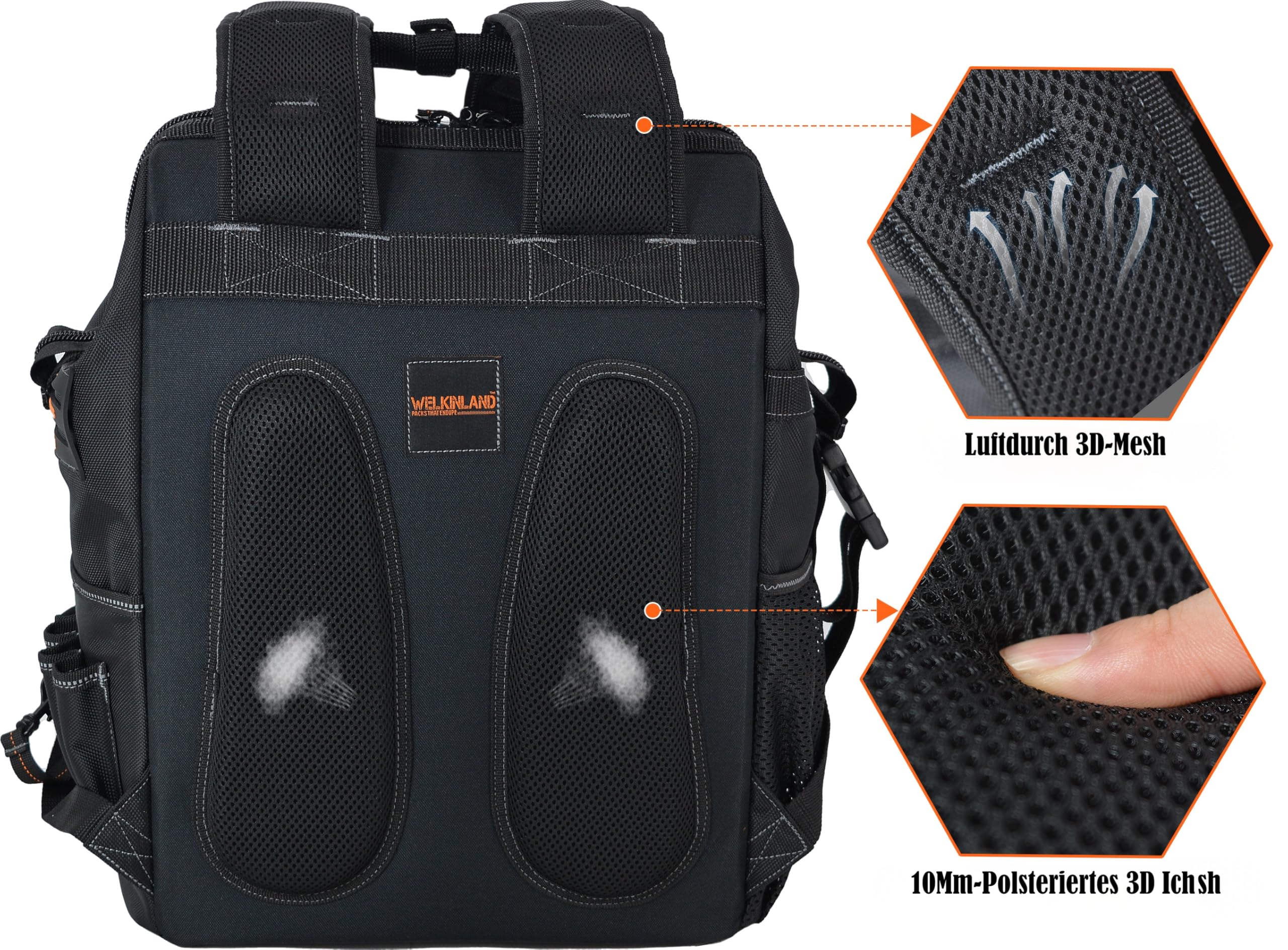 WELKINLAND 55 Taschen Werkzeugrucksack, Elektrikerrucksack, Werkzeugtasche 6