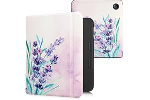 kwmobile Case Compatible with Kobo Libra 2 Case - eReader Cover - Lavender Flowers Violet/Turquoise/Violet