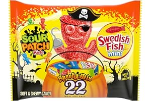 SOUR PATCH KIDS & SWEDISH FISH Mini Halloween Candy Variety Pack, 22 Trick or Treat Bags