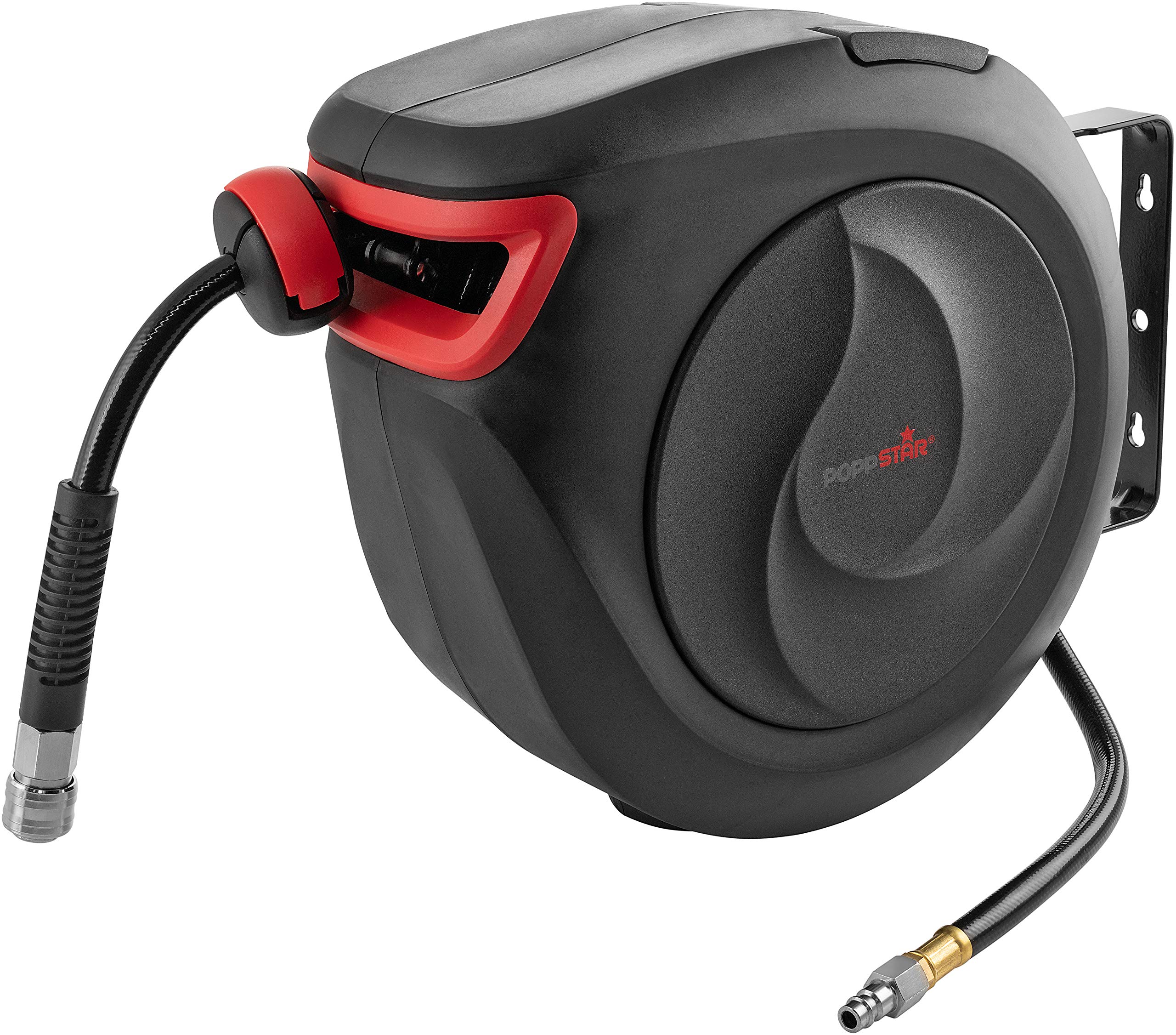 Poppstar Retractable Compressed air Hose Reel 15m+1m (Hose Diameter 3/8" 9.5mmx15mm) Hose Connector 1/4" BSPT Quick Connector, Retractable air Compressor Hose Reel — image 1