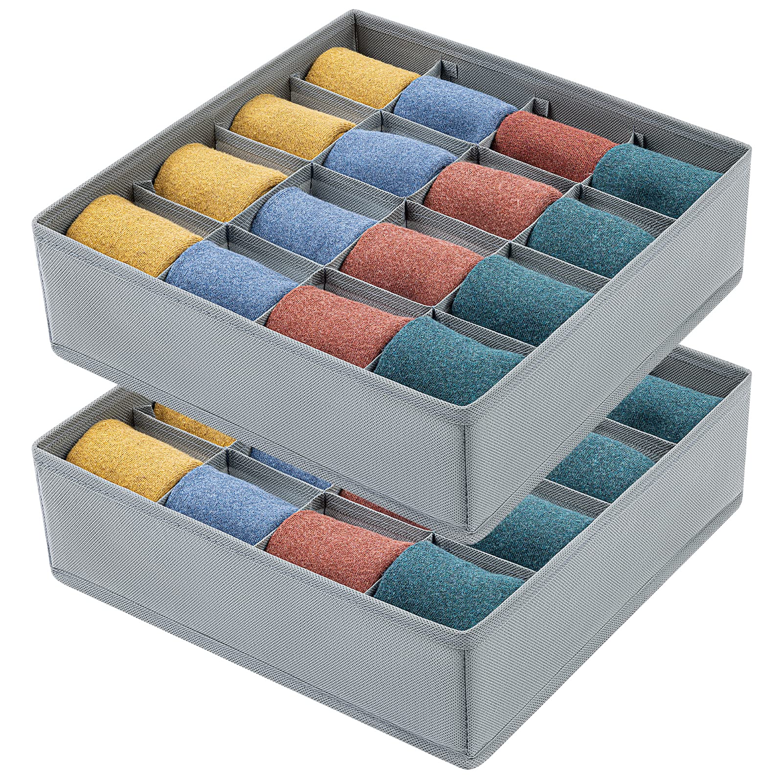 Joyoldelf Drawer Organisers Dividers 2 Packs Wardrobe Organiser, 16 Cell Collapsible Closet Cabinet Organizer Underwear Storage Boxes for Storing Socks, Bra, Handkerchiefs