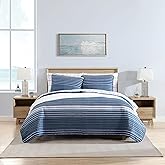 Nautica - Queen Quilt Set, Soft & Breathable Cotton Bedding with Medium Weight Feel, Reversible 3 Piece Bed Set with Matching Pillowcase (Coveside Blue)
