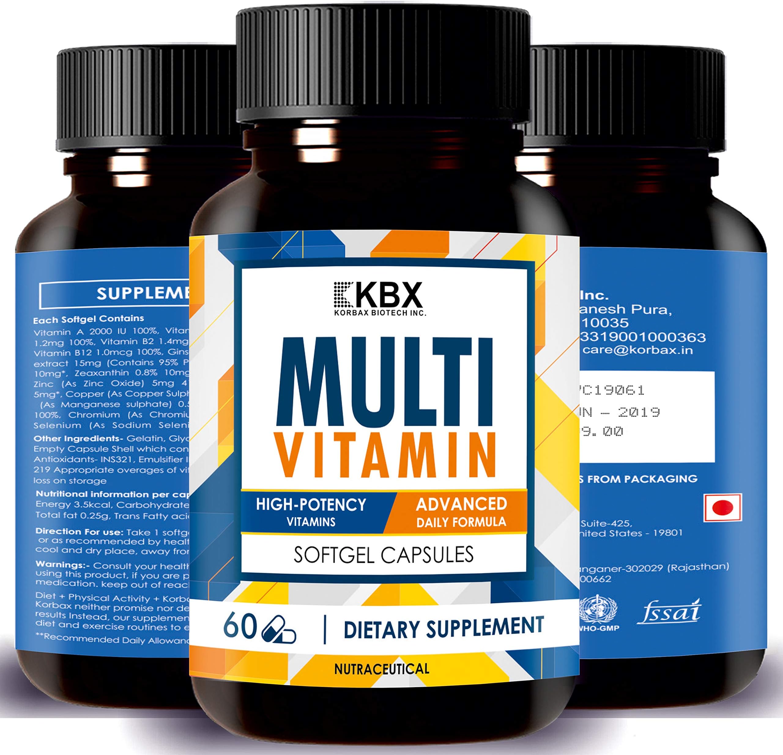 Korbax Biotech Inc. Multivitamins (Advanced Daily Formula) 60 Softgel Capsules