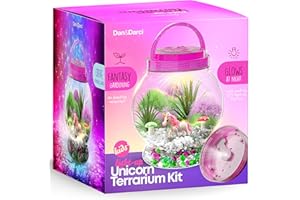 Dan&Darci Light-Up Unicorn Terrarium Kit for Kids - Kid Christmas Birthday Gifts - Best Unicorn Toys & Activities Kits Presents - Arts & Crafts for Girls & Boys Age 4 5 6 7 8-12 Year Old Girl Gift