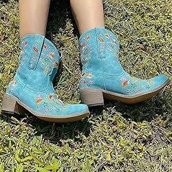 Hbeylia Cowboy Boots For Women Vintage Embroidery