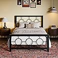 SHA CERLIN Twin Metal Bed Frame with Vintage Circular Design Headboard and Footboard,No Box Spring Required,Easy Assembly,Noise-Free,Black