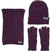 Jeep Women's 3 Piece Cable Knit Scarf, Beanie, and Gloves Set - One Size Fits Most