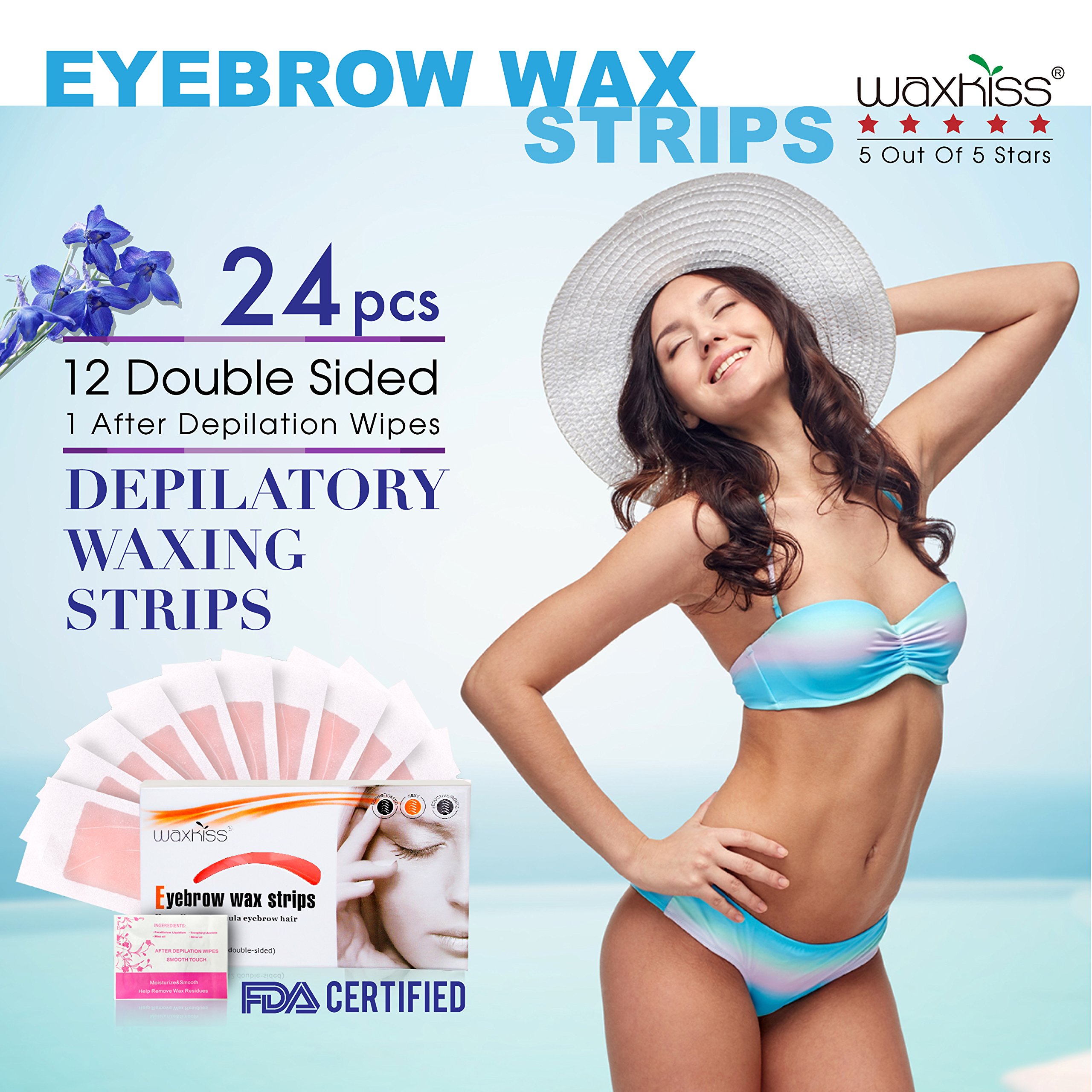 Waxkiss Eyebrows Waxing Strips Cold Wax Strip with FDA for Eyebrow