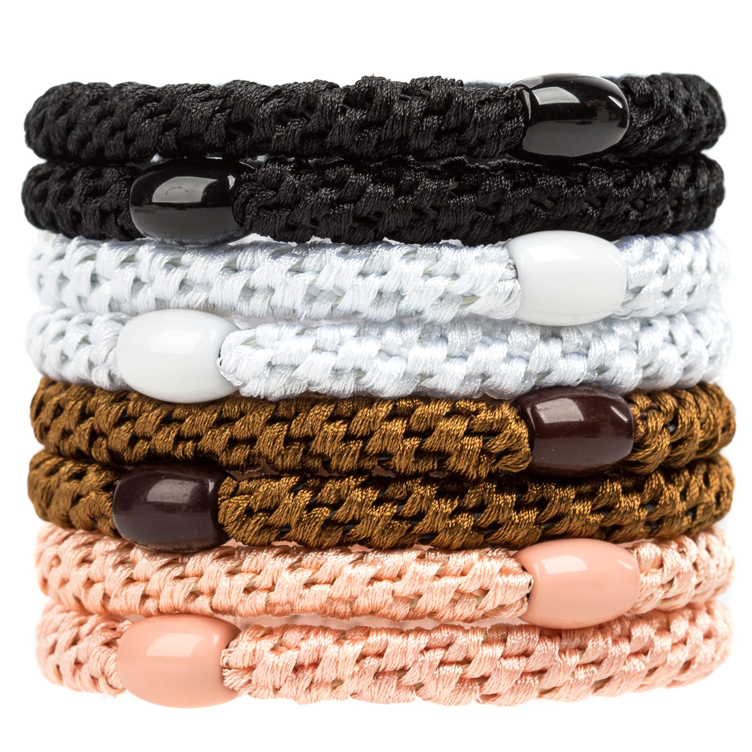 J.CARP 8Pcs Mixed color Hair Ties for Women Girls, Elastics Hair Bands Ponytail Holders, No Damage No Crease Hair Elastics, Perfect for Girls and Women with Thick or Curly Hair, Style 3 — image 1