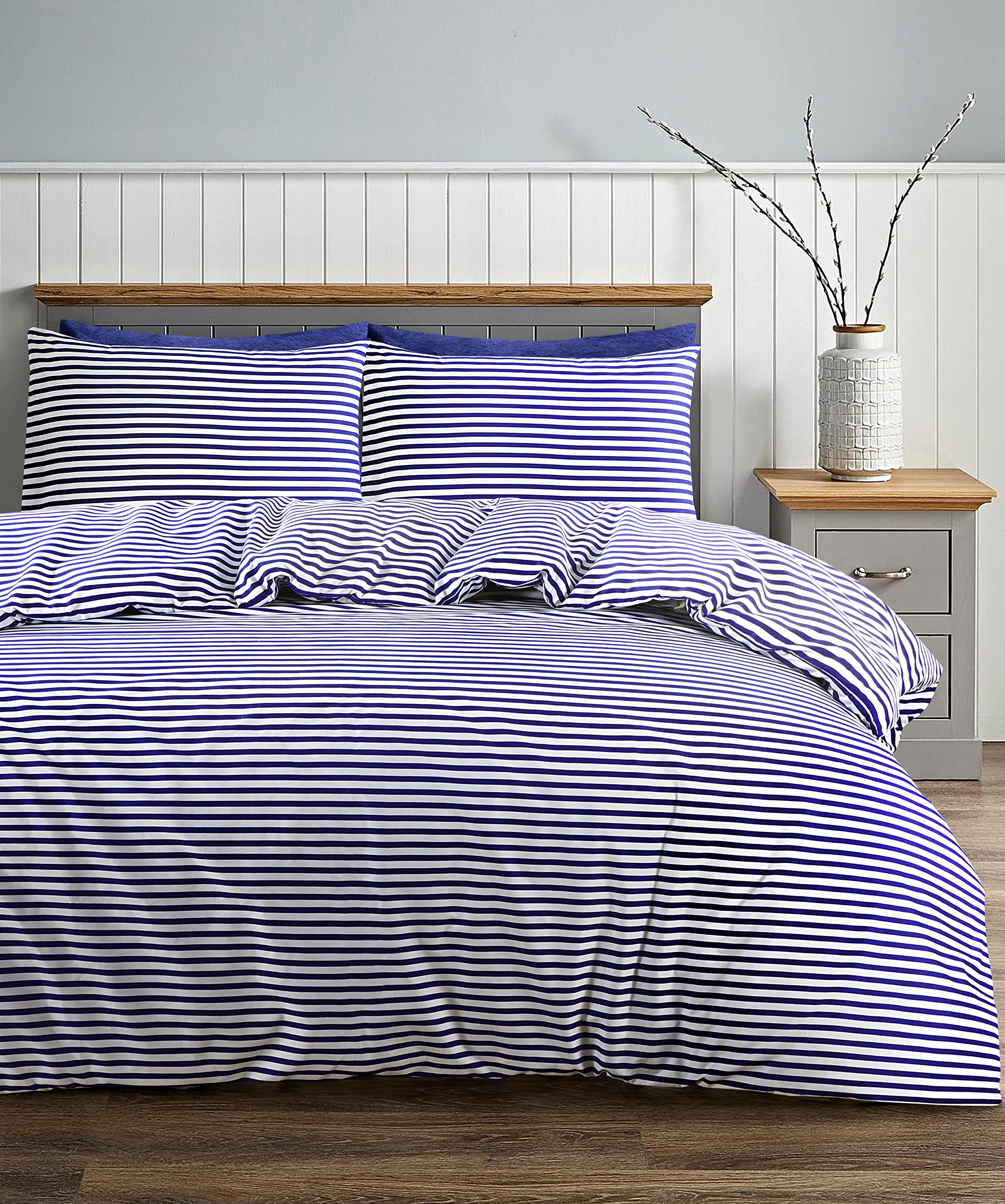 Adam Home King Size Duvet Cover Sets - 3 PCS Ultra Soft Microfiber Duvet Cover King size with Pillowcases (Blue,King)