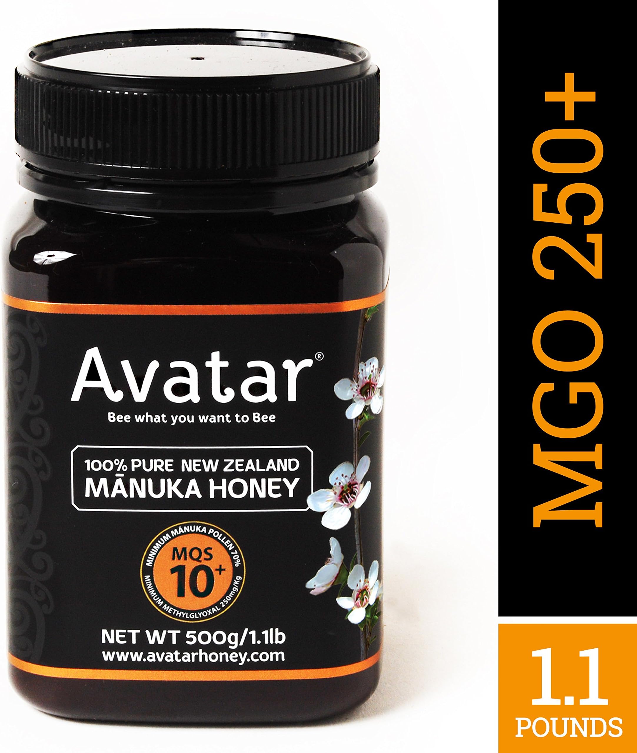 Manuka Honey MGO 250 ( Miel de manuka ) Lab Certified Active 10+ >70% Manuka Pollen count | 100% Pure New Zealand Natural Honey 500g by Avatar Honey NZ.