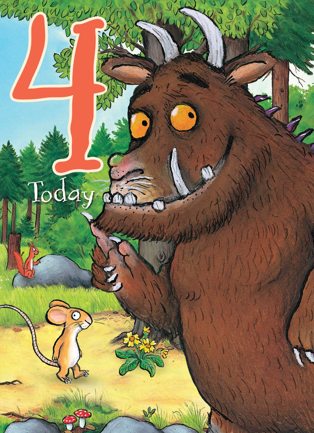 The Gruffalo GR009 "Age 4" Greeting Card, Multi
