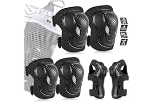 AresKo Kids/Youth Protective Gear Set, Kids Knee Pads and Elbow Pads Wrist Guard Protector 6 in 1 Protective Gear Set for Scooter, Skateboard, Bicycle, Inline Skating