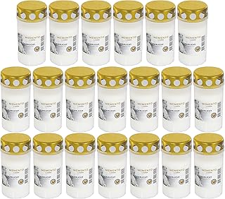 Beste Choice Grablicht Brenner Nr. 3 Weiss mit Deckel | Grabkerzen | Friedhofskerzen | Grablichtkerze | Trauerlicht | Gedenkkerze | Grabdekoration | Grabdeko (20er Pack)