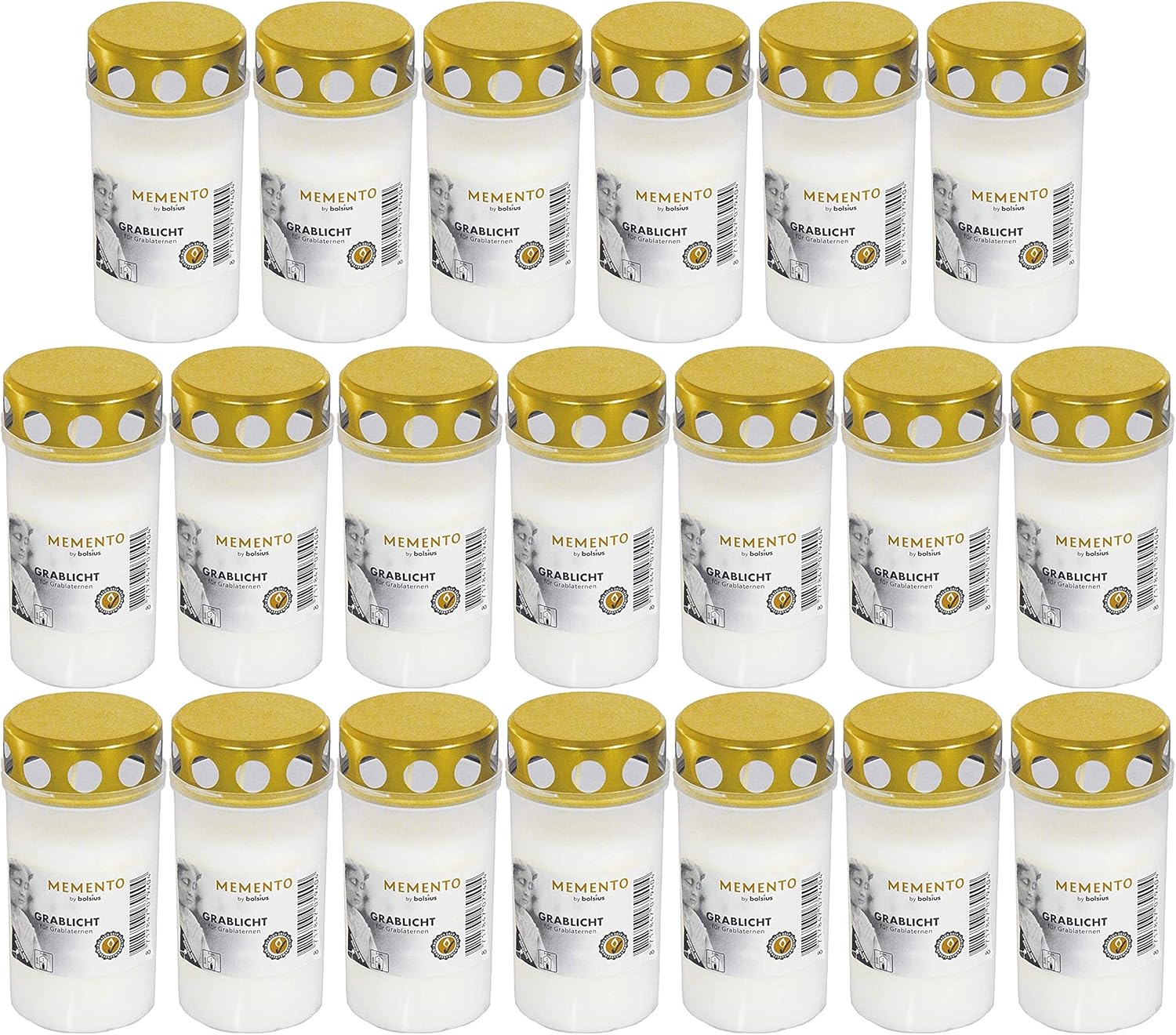 Beste Choice Grablicht Brenner Nr. 3 Weiss mit Deckel | Grabkerzen | Friedhofskerzen | Grablichtkerze | Trauerlicht | Gedenkkerze | Grabdekoration | Grabdeko (20er Pack)