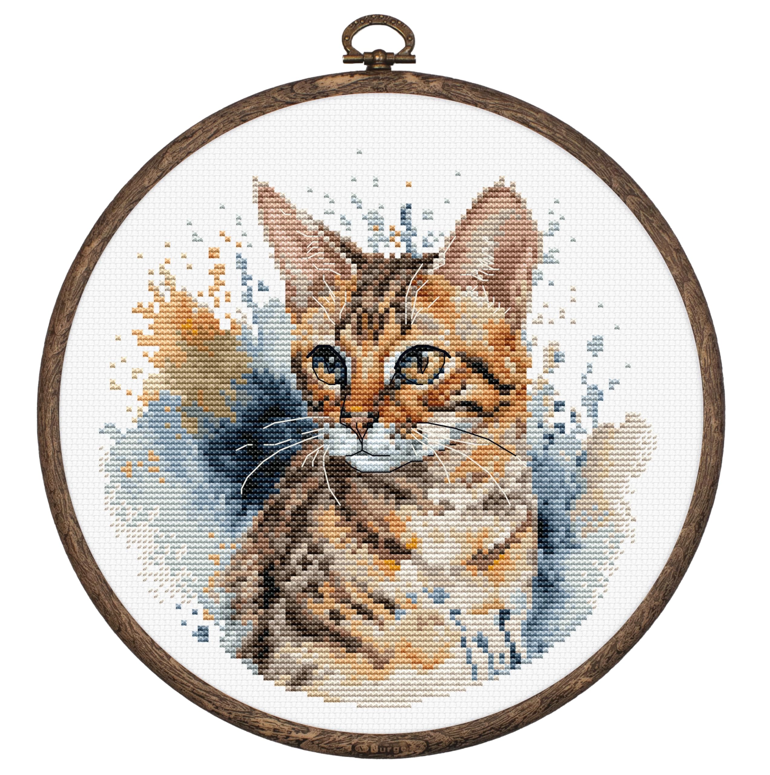 Luca-S Cross Stitch Kit with Hoop Included The Bengal Cat, BC210, Counted Cross Stitch Kit for Adults, Needlecraft and Embroidery Kit — image 1