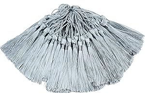 Makhry 100pcs 13cm/5 Inch Silky Floss Bookmark Tassels with 2-Inch Cord Loop and Small Chinese Knot fo (Grey)