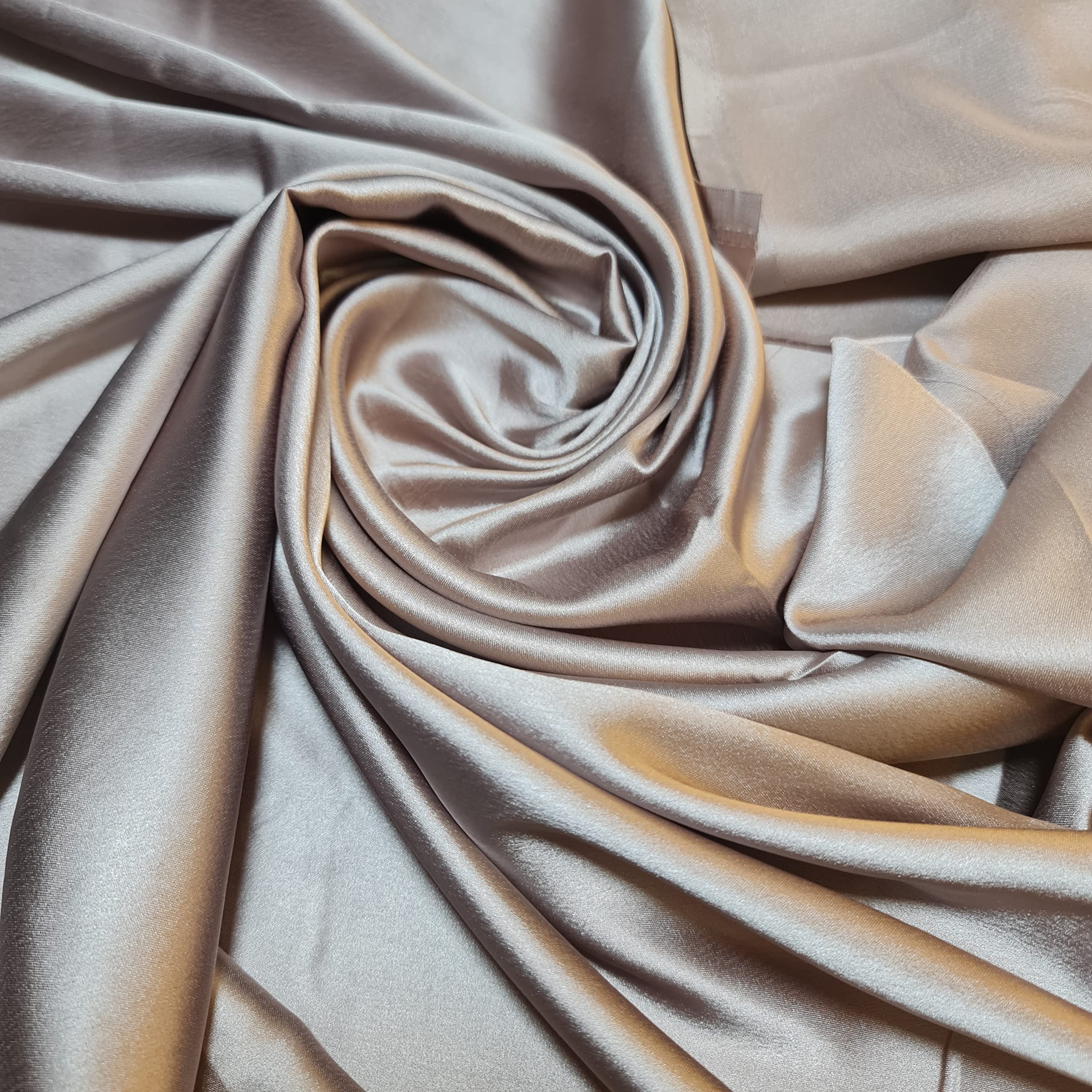Glossy Charmeuse Silk Satin Bridal Dress Polyester Lining Craft Fabric 44" Meter (5 Meter, Light Mauve)