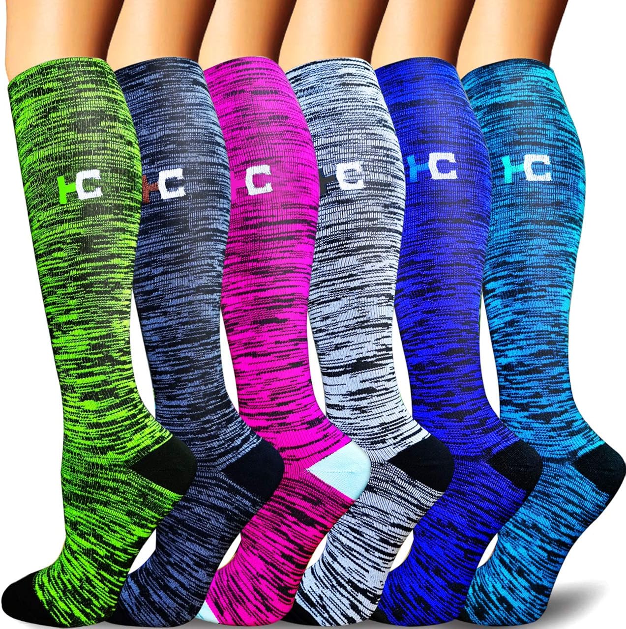 Compression Socks For Women&Men 1/3/6 Pairs - Best Medical for Running Athletic Flight Travel Circulation Recovery, 20-30mmHg: Clothing