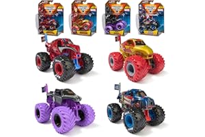 Monster Jam, Marvel 4-Pack of 1:64 Scale Die-Cast Monster Trucks, Spider-Man, Iron Man, Captain America & Black Panther, Kids Toys for Boys and Girls