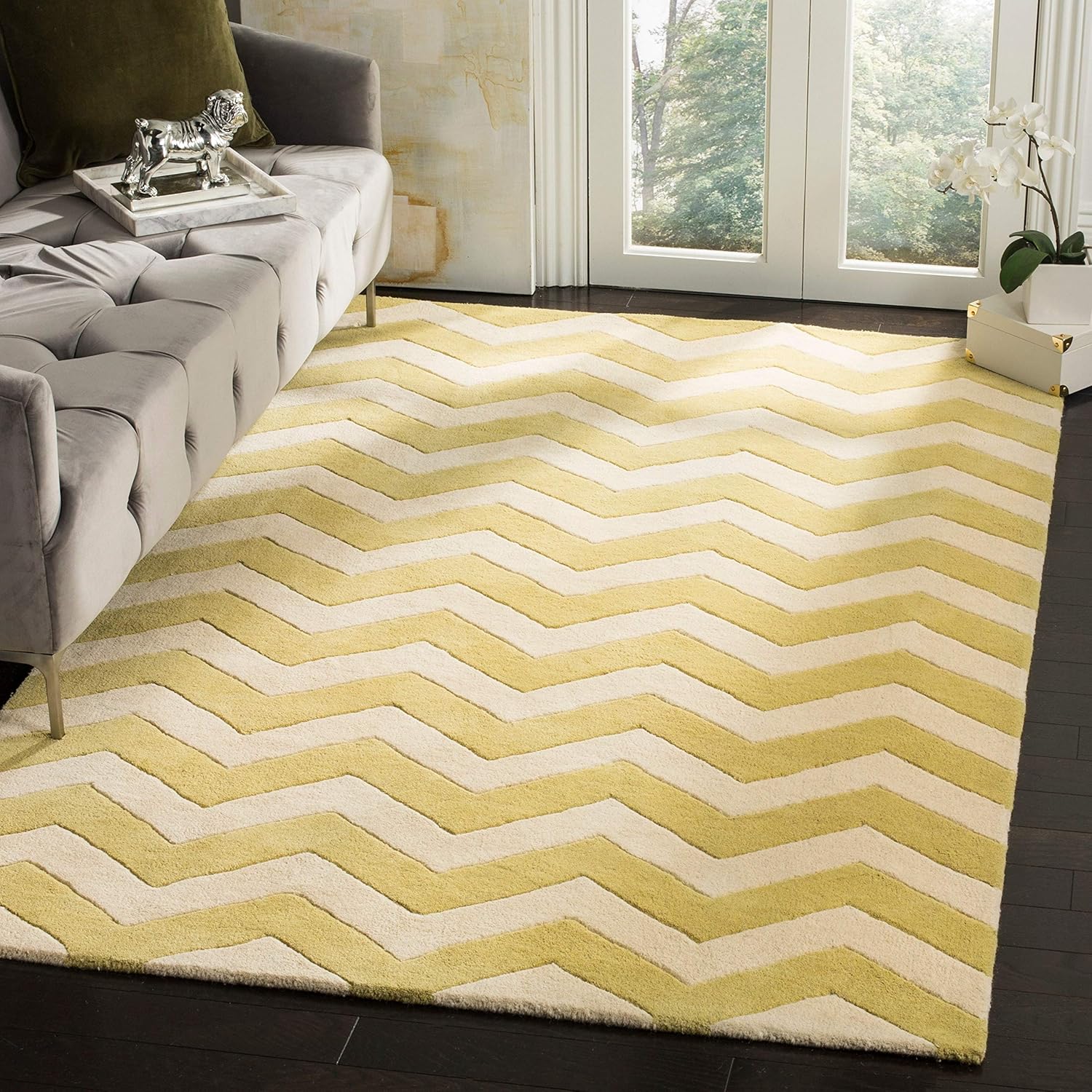 Buy Rugs Enterprises Solid Color Zig zag Pattern Woolen Carpet for Living Room, Bed Room and