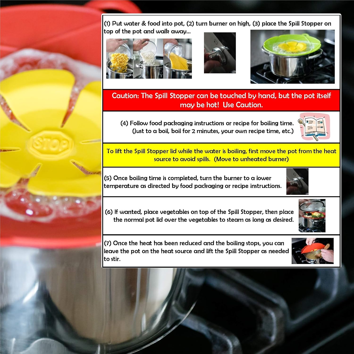 PureGenius Boil Over Spill Stopper Boil Over Safe Guard Boil Over Guard