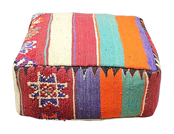 Moroccan Kilim Rug Pouf Pouffe Footrest Footstool Xl Floor Cushion