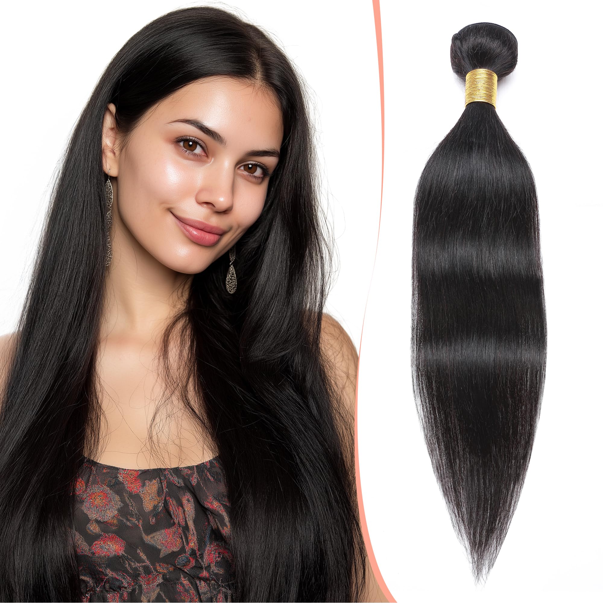 12 inch SEGO Brazilian Human Hair Weave Bundles Straight [#1B Natural Black] Real Hair Extensions Virgin Remy Weft No Clip (1 Bundle,100g)