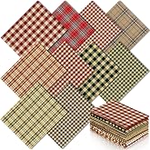Hahafelt 10 Pcs 18"x22" Christmas Plaid Fat Quarters Gingham Fabric Bundle | 2026 Vintage Homespun Quilting Fabric Buffalo Check Squares Strips for Patchwork,Sewing,Quilting,DIY Crafts,Holiday Project