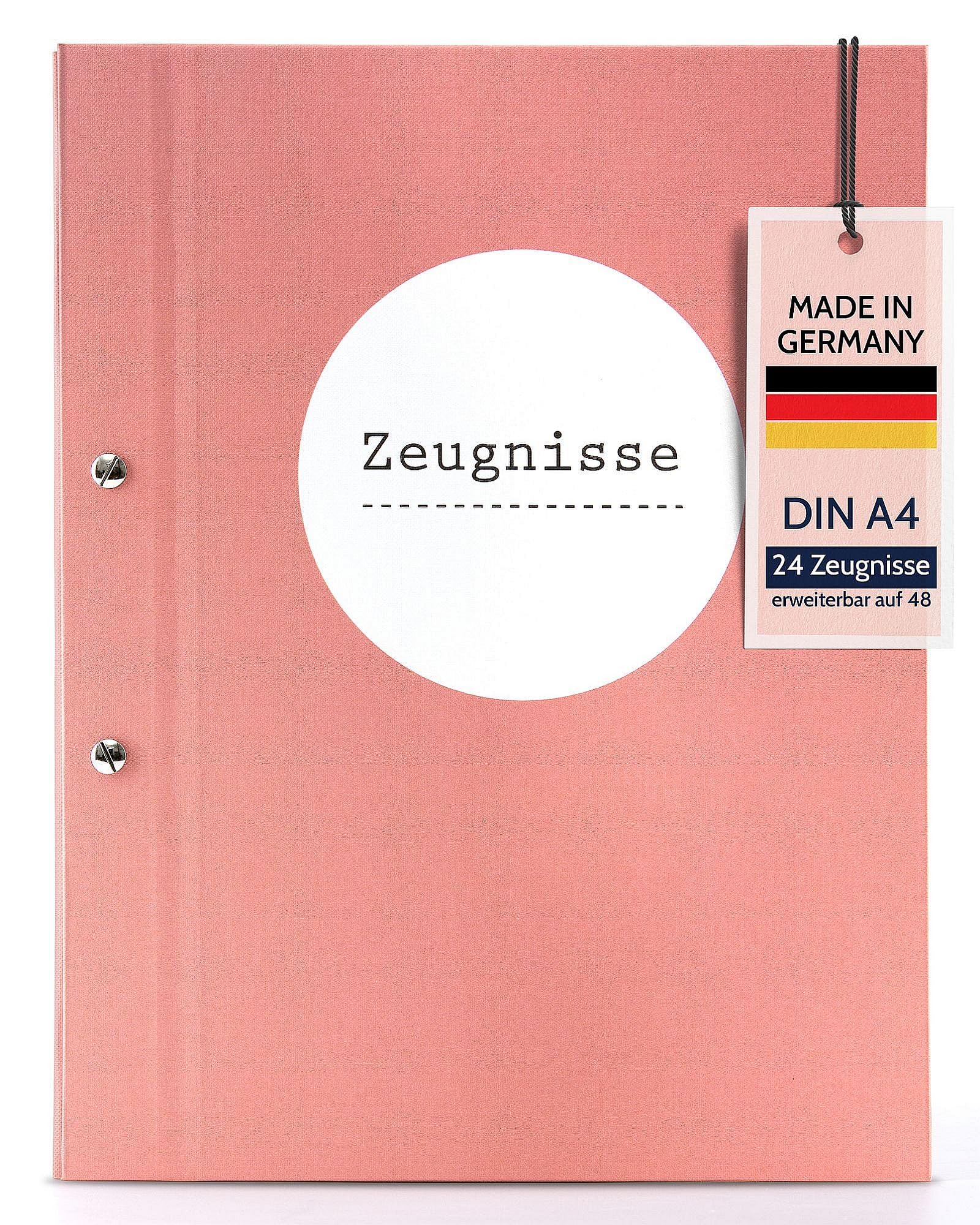 goldbuch 36 1011 Certificate Folder Pastel Certificate Folder DIN A4 Document Folder with Screw Closure Transparent Pockets Linen Structure Organiser with 12 Pockets Approx. 24 x 31 x 1.5 cm Paper,