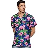 Stylore Men's Hawaiian Shirt Button Down Short Sleeves Flamingo