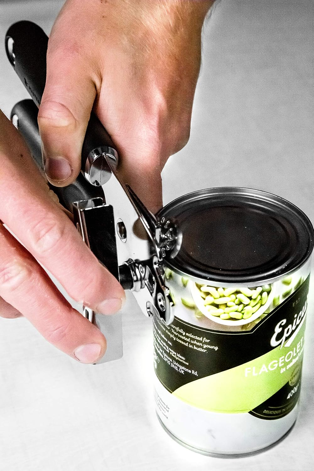 MasterClass Can Opener with Soft Grip Handles, Stainless Steel, 19 cm, Black - Image 4