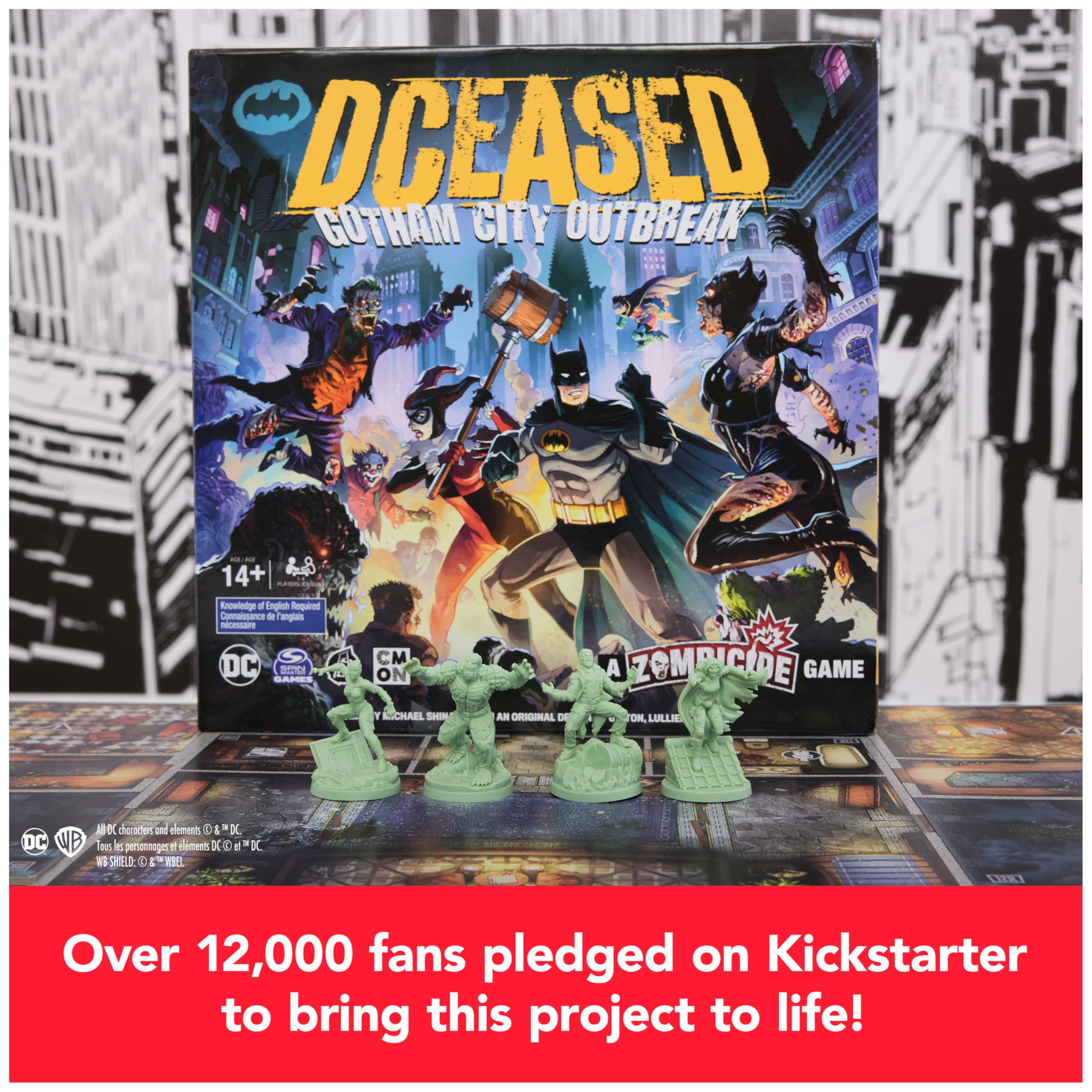 Spin Master Games, DCeased: Gotham City Outbreak, Part of The Zombicide Collection, Collectible DC Comics Miniatures, Strategy Board Game, for Adults & Teens, 1-4 Players, for Ages 14 & Up