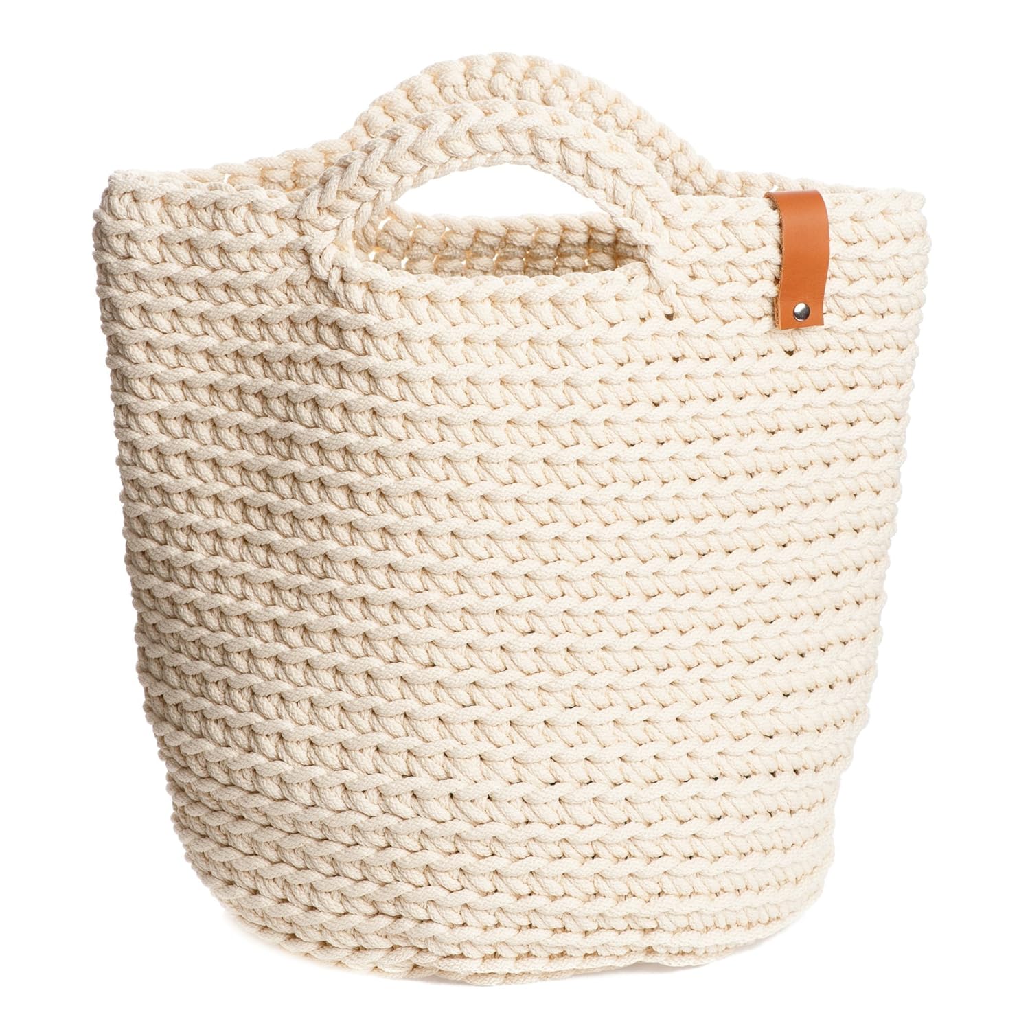 White Vanilla Rope Crochet Handbag Tote Bag Size H 40 cm W 38 cm