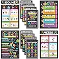 Hadley Designs 12 Chalkboard Parts of Speech Posters for Classroom Posters for Language Arts - Grammar Posters for Classroom Elementary Classroom Must Haves