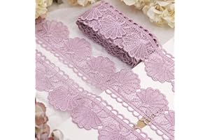 DHFLYDH Purple Lace Trim 4.5 Yards Venice Lace Ribbon Flower Scalloped Embroidery Lace Trim for Crafts, Dress, Gift Wrapping, Wedding, Home Decoration