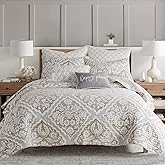 Levtex Home - Becker Taupe Quilt Set - King Quilt and Two King Shams - Ikat - Taupe, Grey and Cream - Quilt (106x92in.) and Shams (20x36in.) - Reversible - Cotton
