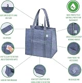VENO 4 Pack Reusable Grocery Bags with Hard Bottom Front Pocket Gray view 5