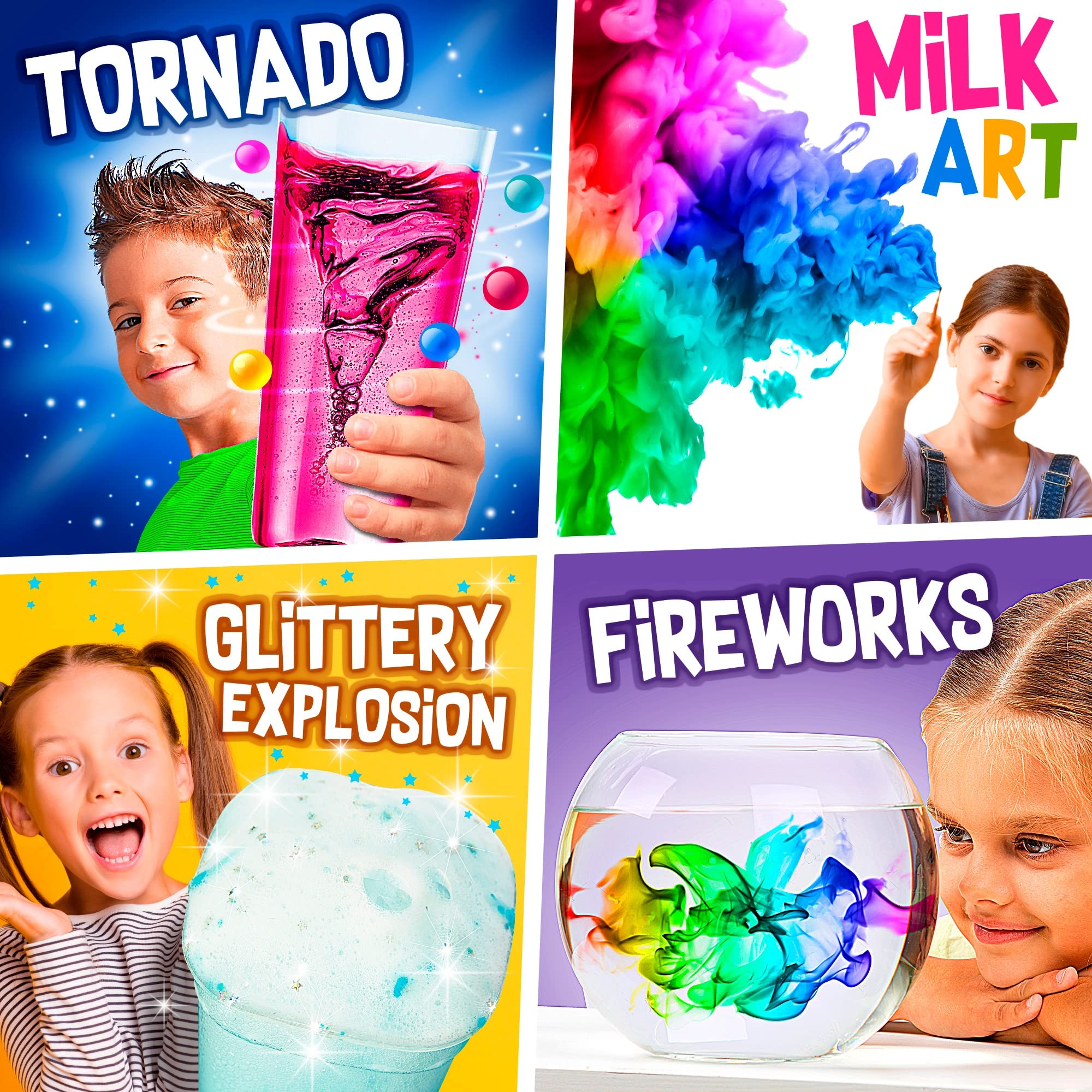 Science Kit for Kids Ages 5+ - Over 20 Experiments, Fireworks, Lava Lamp, Bouncy Ball, Fizzy Art, Sizzling Snowballs, Paint Lab, Tornado & More! Gift for Children 5,6,7,8-12 Years Old.