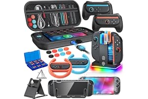 Switch 2 Accessories, [Charge Inside]Case Bundle for Nintendo Switch 2 2025 Console, FYOUNG 23 IN 1 Kit:Carrying Case,Controller Charger,Protective Shell,Grip for Joycon, Steering Wheel for Mario Kart