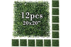 HOUSEABLES Grass Wall, Greenery Wall, Grass Backdrop, Greenery Backdrop, Boxwood Panels, Artificial Green Decor, Faux Hedge, Fake Plant Squares, Flower Leaf Tiles, Outdoor Living Decoration, 20" x 20", 12 Pack